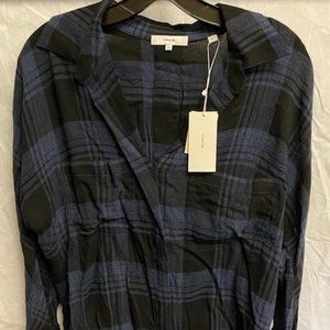 Vince Flannel Shirt Navy/Black Medium